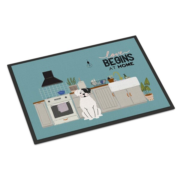Carolines Treasures 24 x 36 in. White Boxer Kitchen Scene Indoor or Outdoor Mat CK7818JMAT - main
